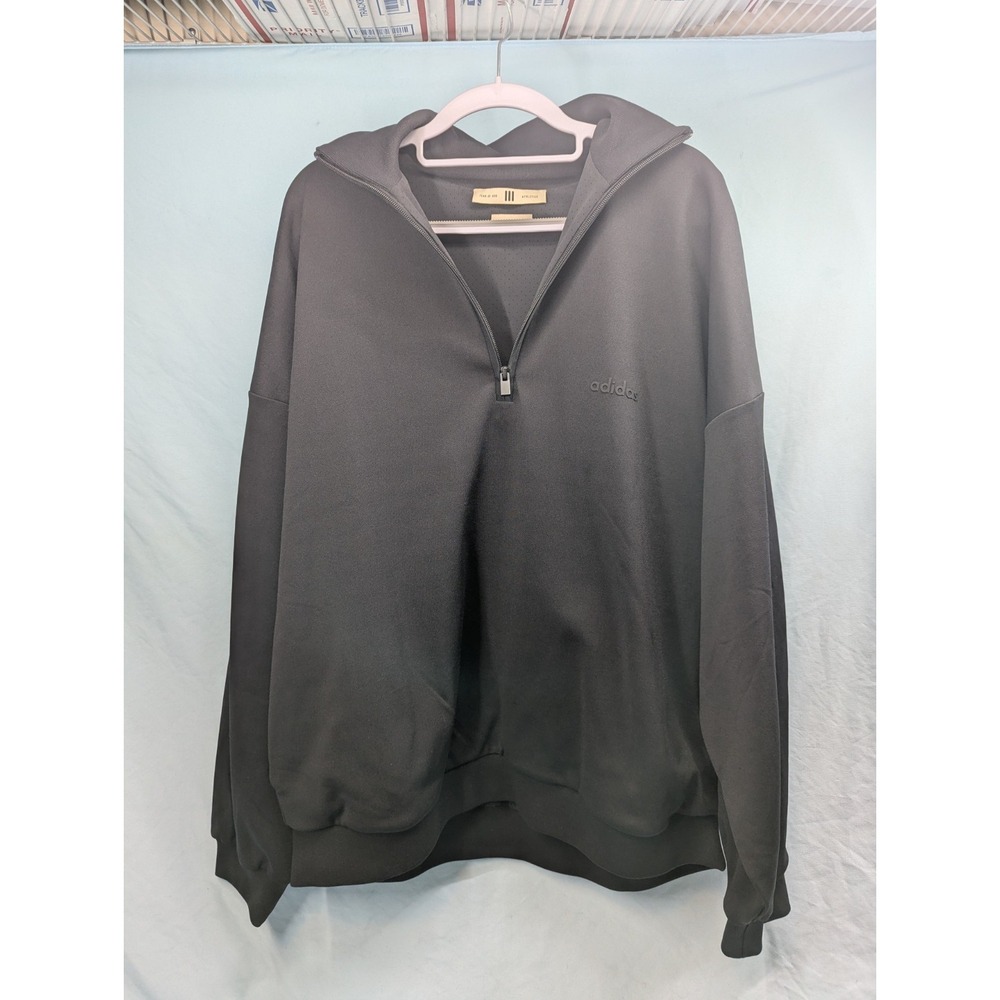 Fear Of God Athletics Adidas 1/4 Quarter Zip Pullover Sweatshirt Black Sz Large